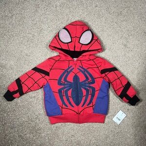 MARVEL Spiderman Fleece Zip Up Hoodie NWT 12MO & 18MO